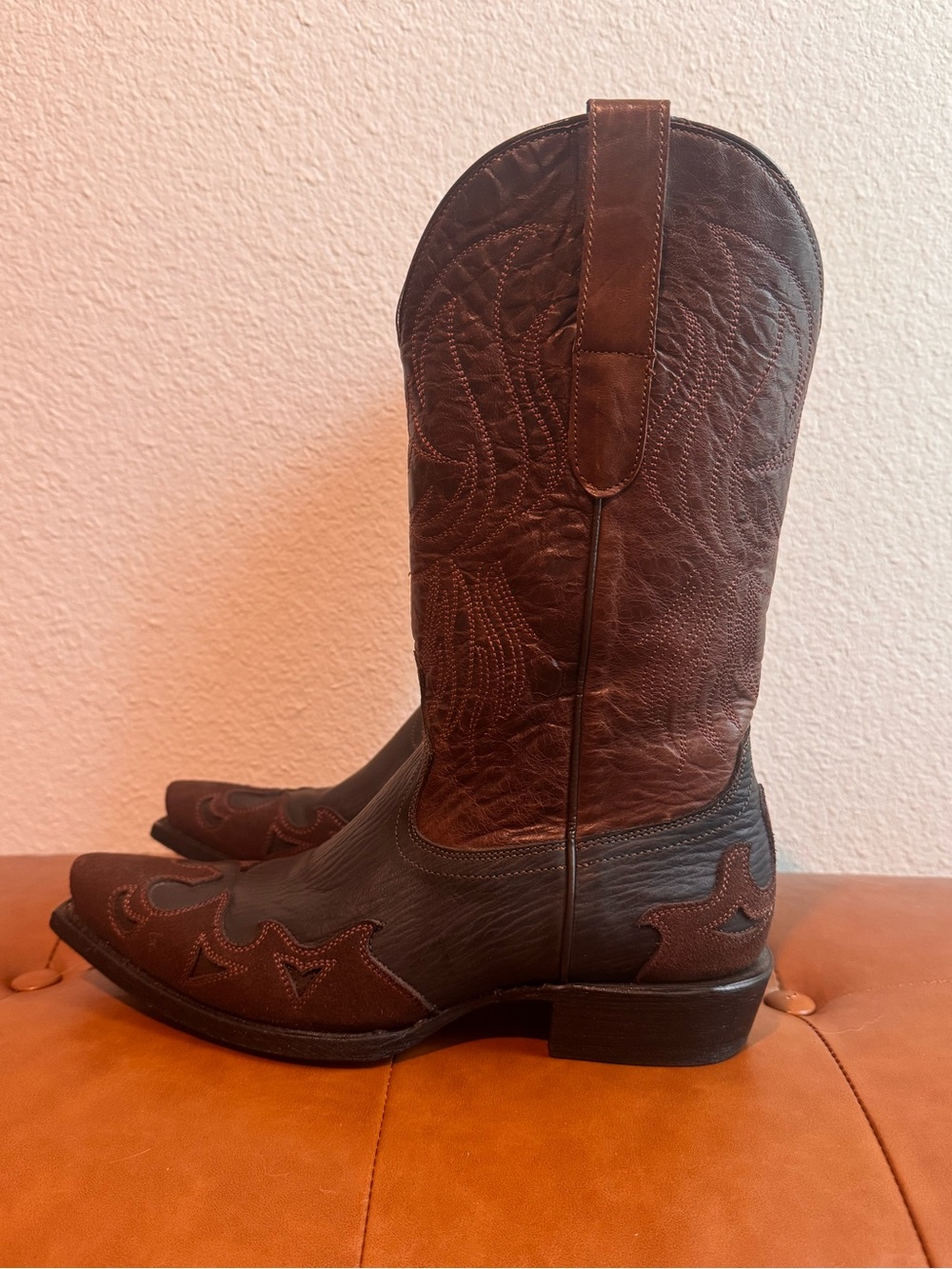 JB Dillon Western Cowboy Boots Men’s Size 8.5 D Brown Leather Made in Mexico